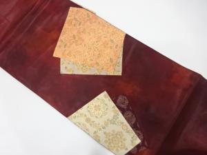 切りばめ　色紙重ねに花唐草模様織り出し　袋帯